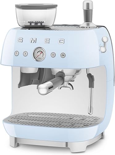 Miniatura 2 de Smeg EGF03 Máquina de café expreso semiautomática con molinillo integrado, termobloque doble, estilo retro de los años 50 - Azul pastel (120 V)