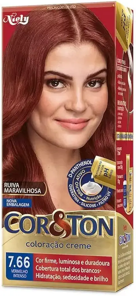 Kit Tintura Cor & Ton 7.66 Vermelho Intenso 180 G, Niely