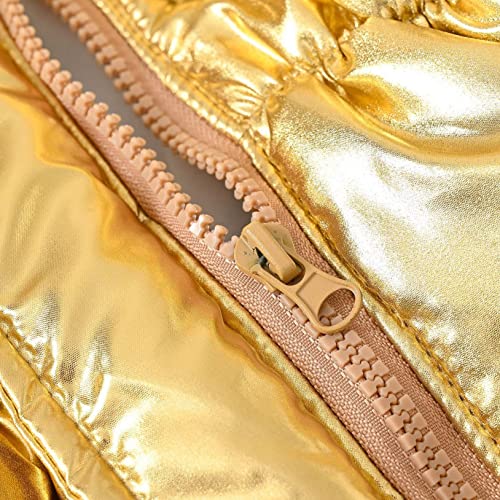 Kids Girls Shiny Metallic Hooded Thicken Jacket Winter Warm Waterproof Full Zip Casual Outerwear3