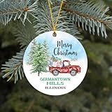 Christmas Ornament Tree 2025 Any City State Germantown Hills Illinois Ornament Holiday Family Friends Funny Xmas Tree Decoration Home Decor 3"