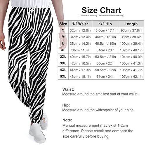 Inraine Men's Sweatpants Novelty Zebra Print Animal Skin Black And White Athletic Pants For Men Women, Comfy Casual Long Sport Pants With Pockets Drawstring Jogger Sweatpants M #TOP1