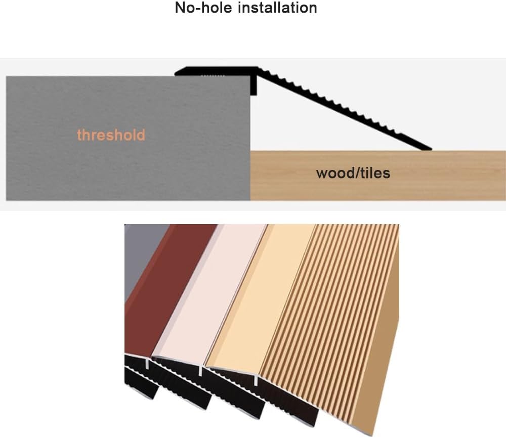 Door Threshold - Height Less Than 2in Cover 35in 39in Floor Transition Strips, Stainless Steel Strip, Edge Trim for Joining Flooring Gaps(Silver,L50cm/1.6ft)