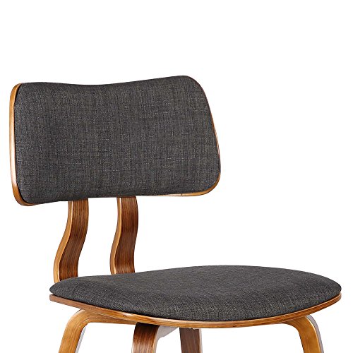 Armen Living Jaguar Dining Chair in Charcoal Fabric and Walnut Wood