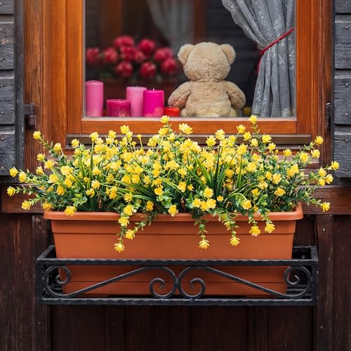WILLBOND 36 Bundles Artificial Flowers for Outdoor, UV Resistant Faux Artificial Plants Shrubs Flower Bulk for Outside Front Porch Hanging Planter Window Box Garden Summer Decor (Yellow) by WILLBOND - Used condition - Image 5