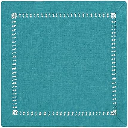 Grelucgo Handmade Hemstitch Teal Table Runner Dresser Scarf, Rectangular 14 by 72 Inch
