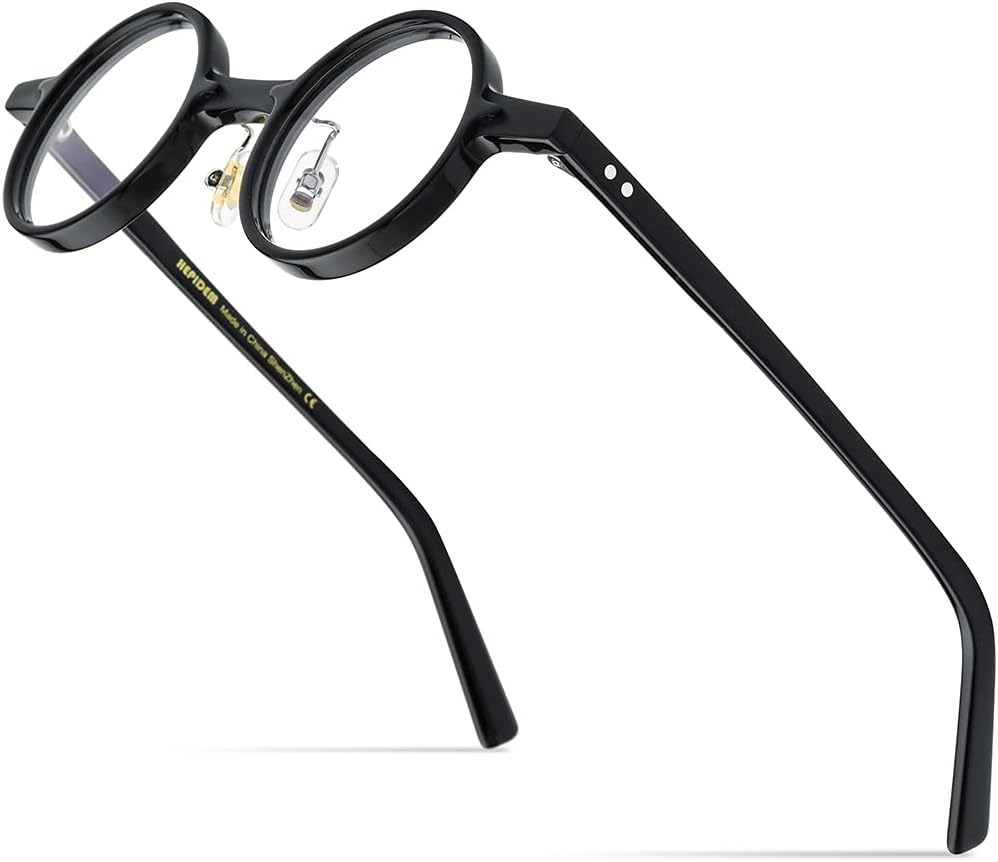 HEPIDEMHEPIDEM Acetate Glasses Frame Men,Left Square Right Round Vintage Retro Optical Eyeglasses