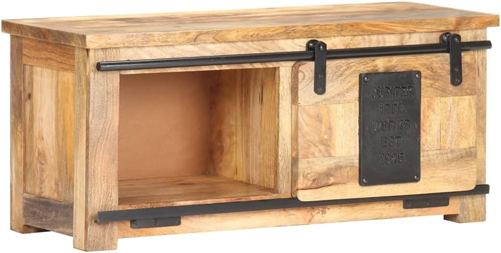 TV Stand Storage Cabinet with Drawer Side Cabinet End Side Table for Living Room 35.4"x13.8"x15.7" Solid Mango Wood