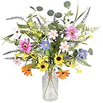 GTIDEA 2 Bundles Artificial Daisy Flowers Fake Silk Spring Flowers Colorful Flowers Fake Wildflowers Bouquet for Home Indoor Table Vase Wedding Party Decor (20in)