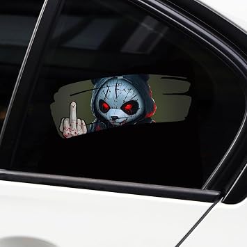 Halloween Horror Peeking Sticker, 3D Crack Double-Sided Scary Skull Skeleton Panda Killer Vinyl Stickers for Bumper Car Accessories Decorations Killer Finger