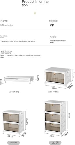 Miniatura 6 de EUCOLO Caja de zapatos plegable caja de almacenamiento transparente instalación fantástica sin productos estante de zapatos a prueba de polvo