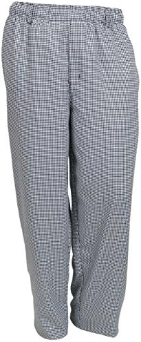 Mercer Culinary M60030HTS Millennia Men's Cook Pants in Hounds Tooth, Small, Black/White