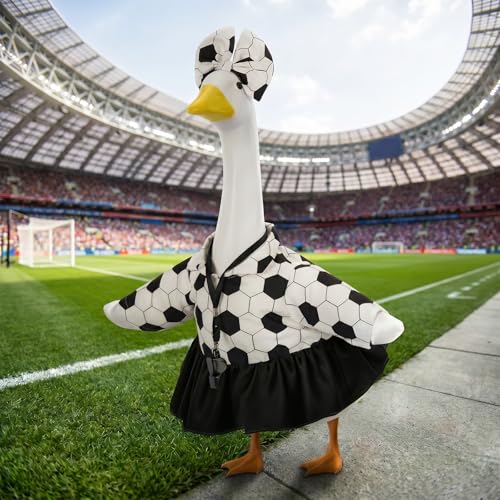 2 Set Porch Goose Outfits 4th of July, Football Referee & Patriotic Goose Clothes Fit 23" Plastic/Cement/Concrete Geese Statues, the World Cup & Independence Day Garden, Patio, Yard & Lawn Decor — view 3
