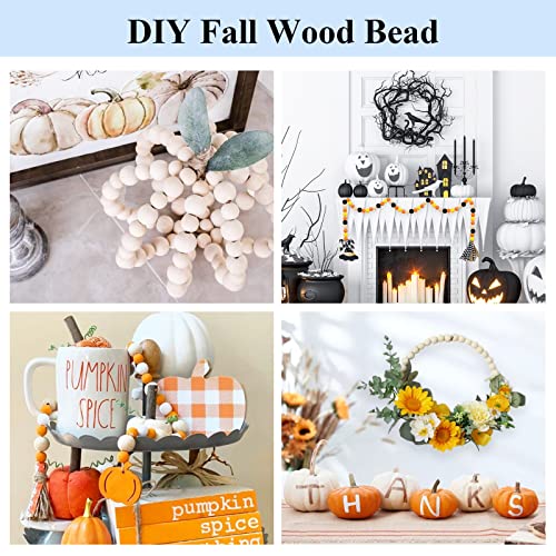 Uoony 800Pcs Wooden Beads For Crafts 7 Sizes Unfinished Natural Wood Beads Wooden Beads Bulk 6Mm, 8Mm, 10Mm, 12Mm, 14Mm, 16Mm, 20Mm Beads For Garland Macrame Jewelry Making Diy Farmhouse Decor #TOP4