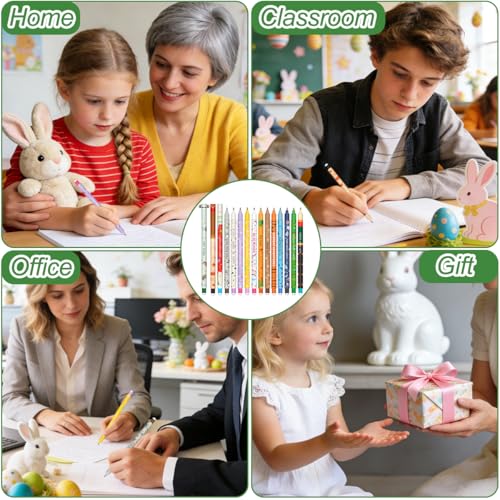 GTCIXEQ Set mit 15 Radierbaren Gelstiften - 15 Ostern gel pens für löschbare Stifte mit thermoempfindlicher Radiertinte, verschiedene Tintenfarben und Schaftdesigns, 0,7 mm