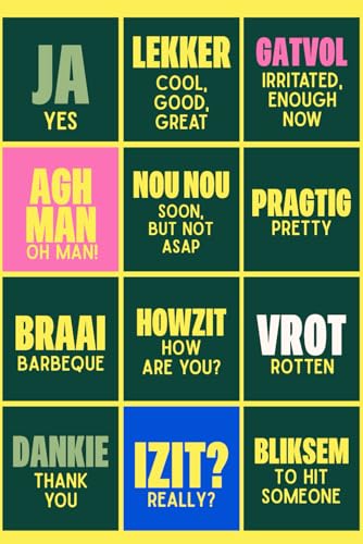 AFRIKAANS SAYINGS SUMMER EDITION | Bright South African Expressions Journal | Lime Yellow + Green with Pink & Blue Accents | 150 Lined Pages | Glossy Cover