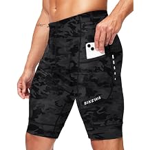 Bikewa Padded Bike Shorts for Men 4D Cycling Road Riding Biking Padding Bicycle Shorts with Phone Pockets