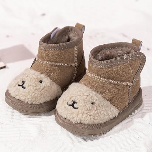 IWIHMIV Baby Ankle Boots Infant Boys Girls Cotton Booties Non Slip Sole Winter Boots Toddler Walking Shoes3
