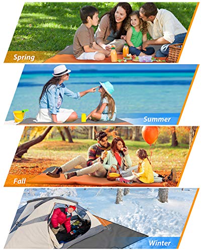 Beach Blanket,Bymore Sand Free Giant Beach Blanket Mat(9'x10') for 7-10 Adults,Waterproof Sandproof & Lightweight Oversized Picnic Beach Mat with 6 Stakes for Travel Camping Hiking and Music Festivals - Thumbnail 3