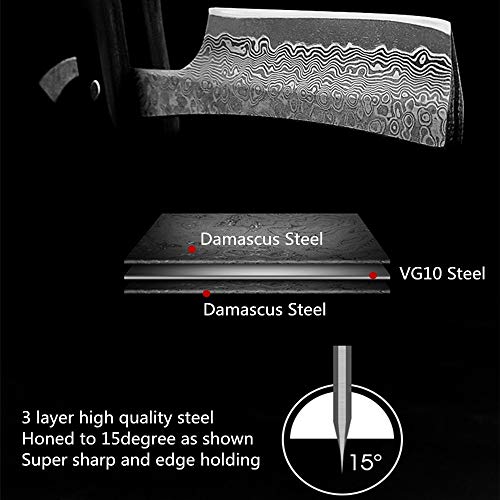 Zertone Damascus Straight Razor With Vg10 Steel Blade –Straight Edge Razor With Ebony And Acrylic Scale - Barber Straight Razor (Black) #TOP5