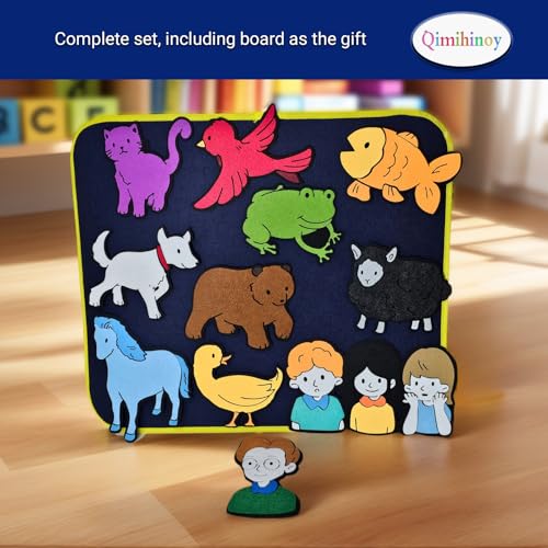Qimihinoy Felt Story Board Set,Large Animals Felt Stroy Retelling Pieces for Toddlers,Preschool,Teachers, Speech, Therapy,Travel,Classroom (Brown Bear Brown Bear What can You See (11pcs)) - Image 3