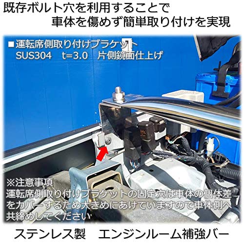 Amazon | JA12 ジムニー ステンレス製 エンジンルーム補強バー