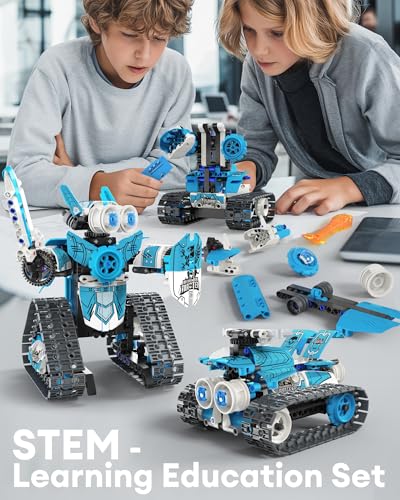 Image of Opmind 5 in 1 STEM RC Robot Building Kit, 408PCS APP & Remote Control Blocks DIY Engineering Robotics, Erector Science Set for Kids Age 6 7 8 9 10 11 12+, Educational Learn Toys Gift for Boys & Girls