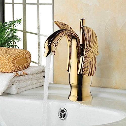 Robinet de cuisine en laiton doré cygne de luxe pour évier élégant