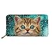 Produktbild Showudesigns Geldbörse Clutch Tasche mit Geldklammer Pocket Katze blau Kreditkartenhalter