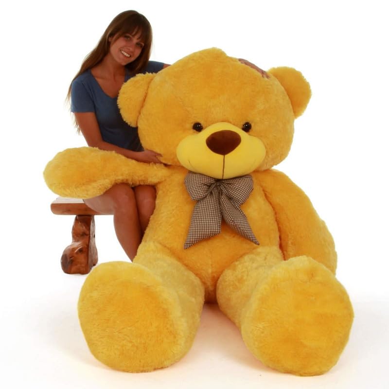 Image of 5 Feet Yellow Teddy Bear | Giant Soft Plush Toy for Kids & Adults | Big Cuddly Stuffed Animal | Birthday, Anniversary & Valentine's Gift for Wife, Girlfriend, Husband & Loved Ones