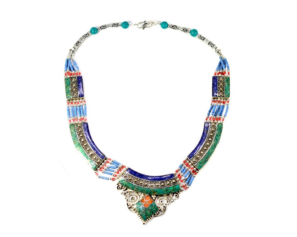 Lot De 3 Colliers Tibétains - Corail Et Turquoise Verte - Prix Par Pièce - Neuf Sans Emballage