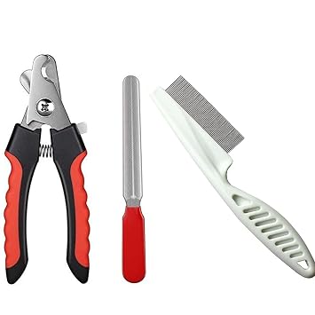 PSK PET MART Dog Grooming Combo of Nail Cutter Large with Clipper and Flea Comb for Dogs, Puppies, Cats, Rabbit