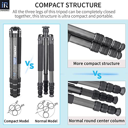 Carbon Fiber Tripod-INNOREL KT284C Super Professional Portable Travel Tripod for DSLR Camera Heavy Duty Compact Stand Support 1.1in/29mm Tube Max Load 44lbs/20kg with Short Center Column Only Tripod by INNOREL - Used condition - Image 8