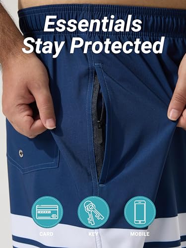 Arcweg Big and Tall Mens Swim Trunks - 9 inch Plus Size Quick Dry Bathing Suits with Mesh Liner & Zipper Pockets 1X-6X — view 4
