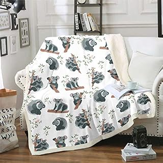 Loussiesd Cute Koala Fuzzy Blanket Cartoon Animal Theme Fleece Blanket Tree Branches Sherpa Throw Blanket for Sofa Couch Bedroom Decor Nature Theme Plush Blanket Baby 30"x40"