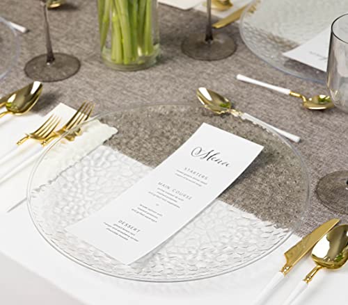 Plasticpro [Clear Hammered 8 Pack] 13'' Charger Plates Clear Hammered Plastic Heavy Duty Disposable Dinner Chargers Serveware Dishes Platters Tableware For Parties, Weddings & More #TOP2