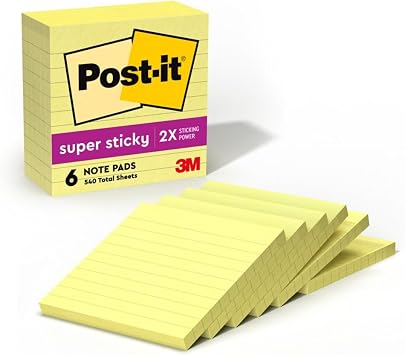 3M COMPANY POST-IT SUPER STICKY NOTES 4X4 6PK Set of 3