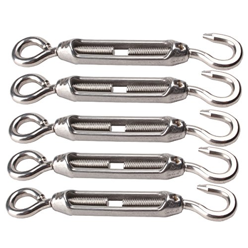 Tensor de acero inoxidable 304 con cuerpo abierto tipo gancho y ojal para tensar cuerda M4 miniatura 2