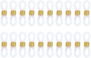 jweemax Anti-slip Eyeglass Neck Holders End Cap Cord Retainer for Glasses Strap, Sports Eyeglass Strap, White Gold, 20PCS