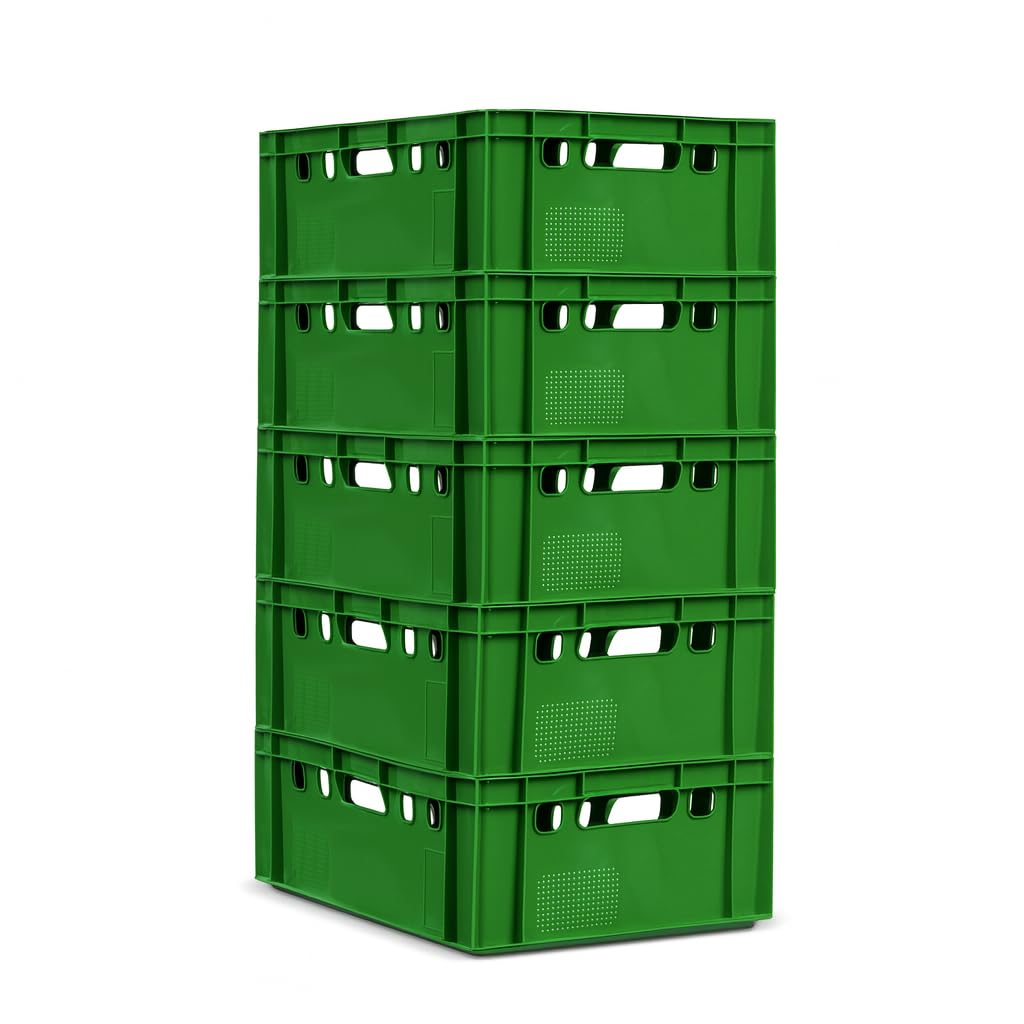 gardivo Eurobox - Caja para carnicería, color verde, 5 unidades, 60 x 40 x 20 cm, color negro