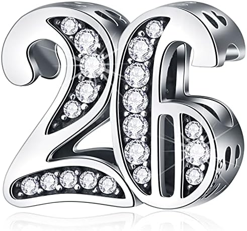 CRISNATA 5,10 to 50,52,55,56,60,65,70,75,80 Birthday Charms fit European Anniversary Bracelets, 925 Sterling Silver Number Charms with Clear CZ Stones, Gifts for Family/Lover/Friends