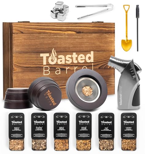 Kit de defumador de coquetel premium toasted Barrel com tocha, 6 sabores de lascas de madeira, kit d