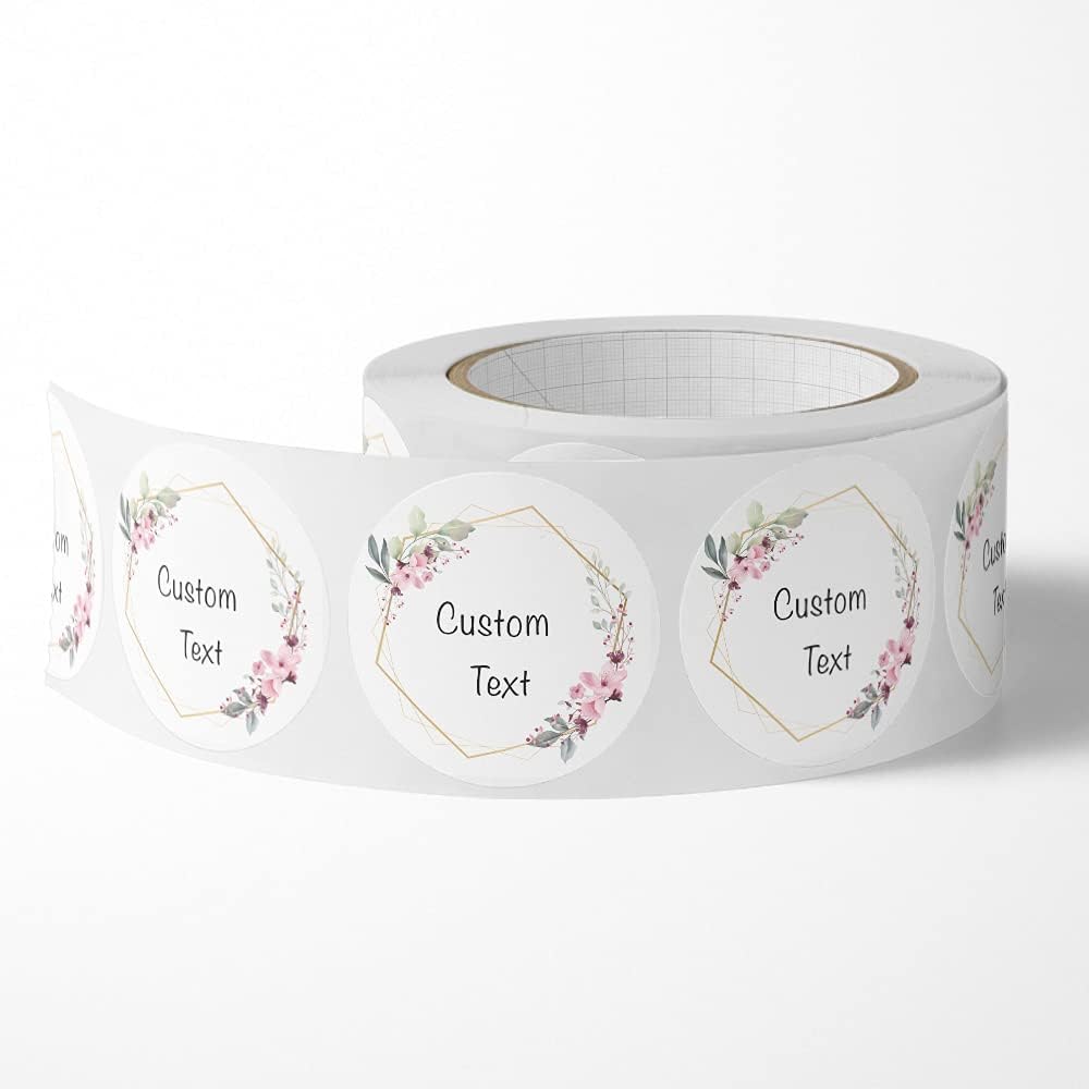 150 Labels on Roll, Custom Stickers, Roll BOPP Labels, Custom Text, Image, Logo Sticker for Business, Party, Wedding and Baby Shower Gloss/Matte Finish (6)