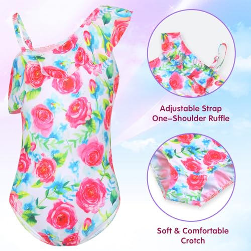 Girls Bathing Suit with Skirt One Shoulder Ruffle Quick Dry Swimsuits Multicolor Sleeveless Swimwear4