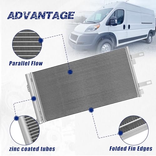 Image of Air Conditioning A /C Condenser Compatible with Ram ProMaster 1500 2500 3500# 4614, CN4614PFC, 57008243AA, 57008243AB, 68169276AB, CH3030257