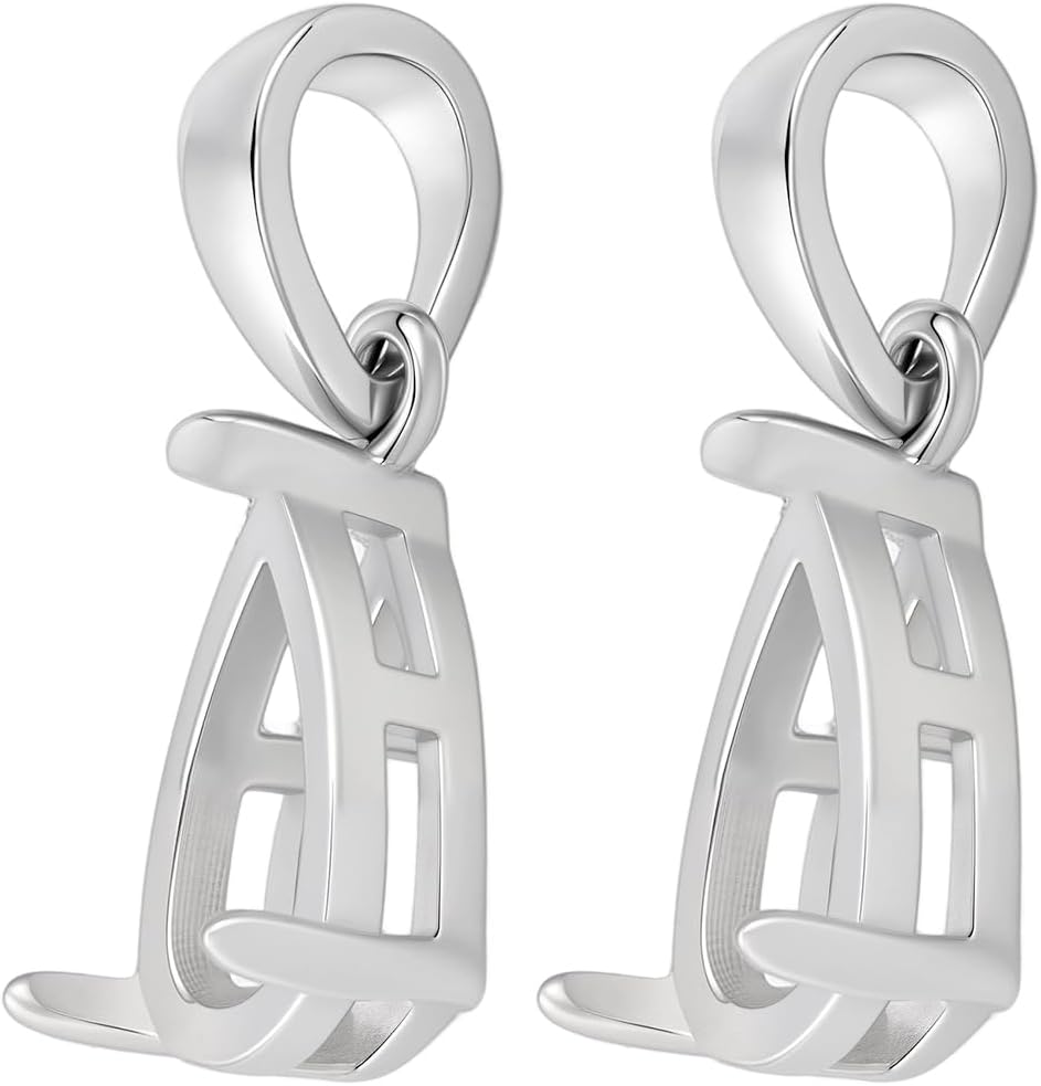 Beebeecraft 2Pcs Sterling Silver Pendant Blank Platinum Plated Teardrop Claw Pendant Base Gemstone Support Bezel Setting Charms with 925 Stamp for Jewelry Necklace Making - Image 7