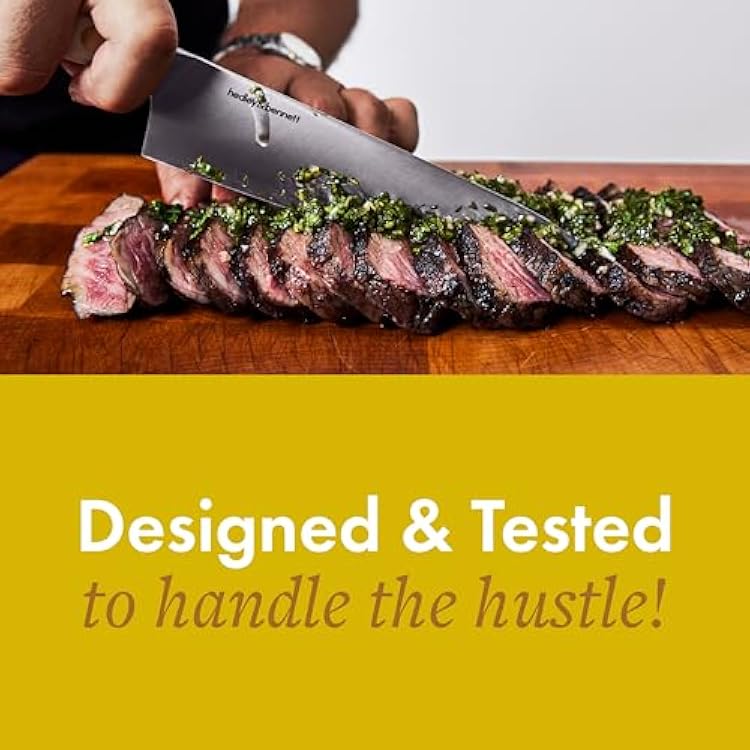 hedley & bennett Professional Chef Knife - Sharp 8 inch Japanese Kitchen Blade - Three-Layer Steel for Cutting Meat and Vegetables - Ergonomic Handle - Cooking Gift - Shiso (Green)