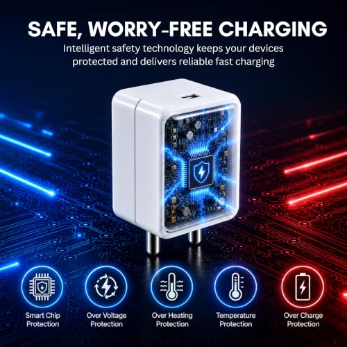 Image of Umake 80W SuperVOOC Fast Charger Adapter, USB-A Wall Charger with Smart IC Protection, High-Speed Charging Compatible with OnePlus 13 /12 /11, Nord Series, Oppo, Realme, Vivo Smartphones - White