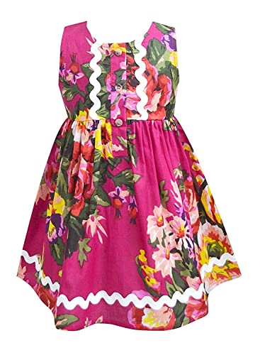 Image of A.T.U.N. (ALL THINGS UBER NICE) Girl's Cotton Skater Knee Length Casual Dress (GDRS Pen FAM Magenta 8-9 Years)