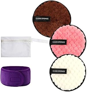 Vtrem 3 Colors Makeup Remover Pads Reusable Soft Facial Cleaning Puffs Towels Double-Side Washable Make Up Removing Cloth Microfiber Multi-function, Pink / Purple / Blue