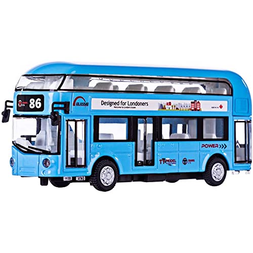 Image of DEUSON ECOM Diecast Metal Bus Toys for Kids Double Decker London Bus Light & Music Open Door